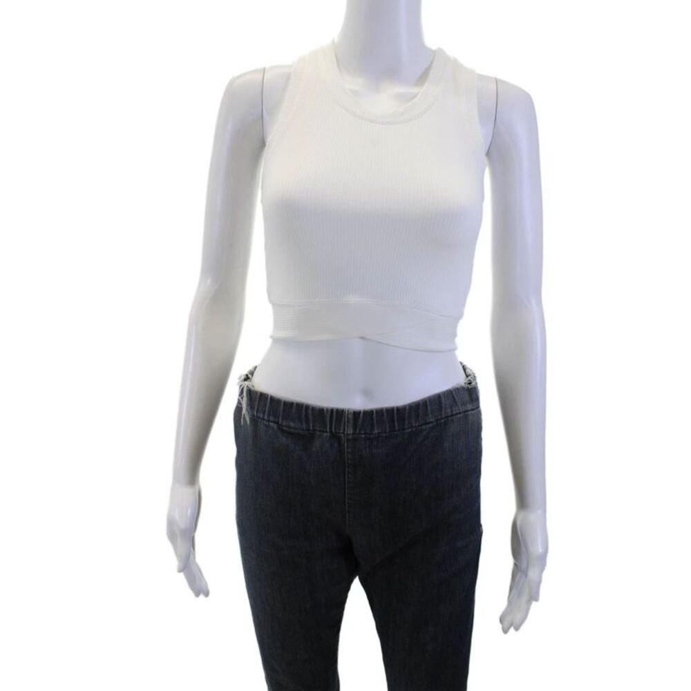 Designer Women Cropped Basic White Tank Size L